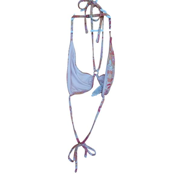 Social Tourist Abercrombie & Fitch Pink Red Glittery Floral Bikini Women's Small - Picture 3 of 10